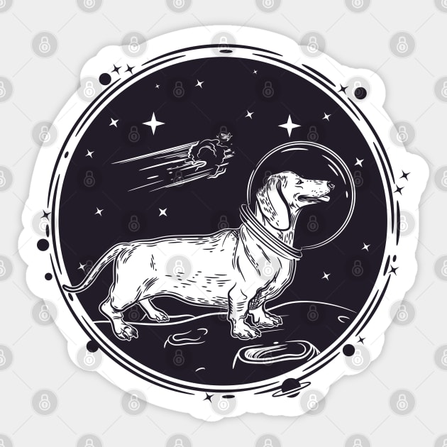 dachshund astronaut Sticker by Mako Design 